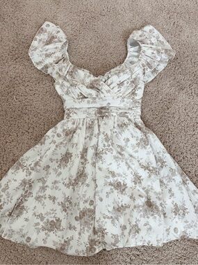 Altar'd State Cream Sundress with Taupe Floral Print